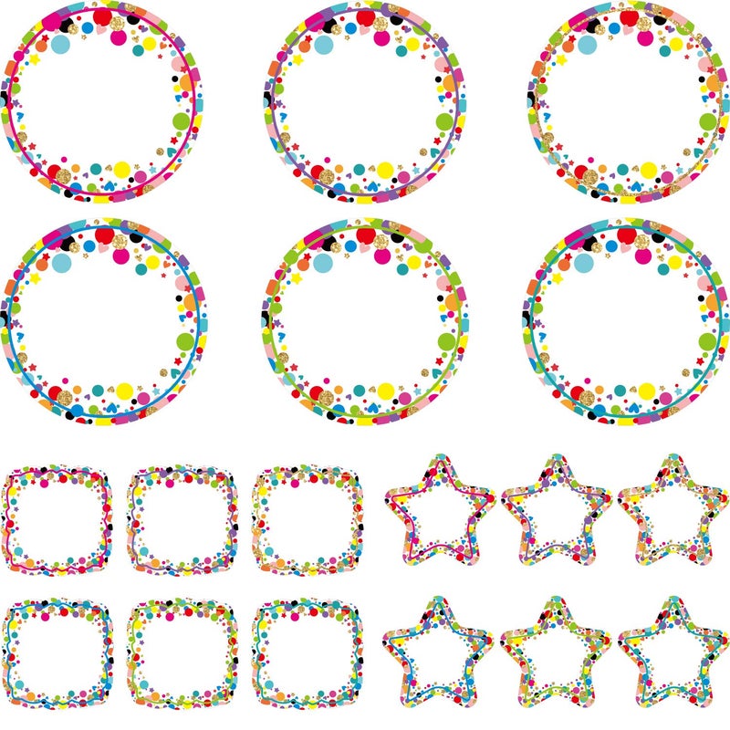 Zonon 72 Pieces Confetti Accents Round Confetti Cutouts Pentagram Confetti Cutouts Square Confetti Accents for Classroom Decor Bulletin Board School Playroom Baby Nursery Kids Art Studio (5.9 Inch Diameter) - Image 1